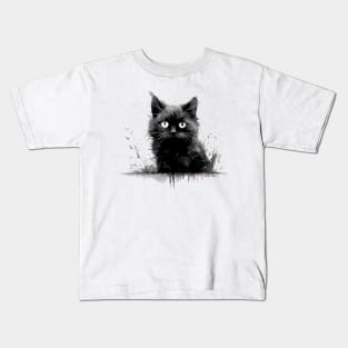 Water Ink Cuddly Whisker Baby Cat Kids T-Shirt